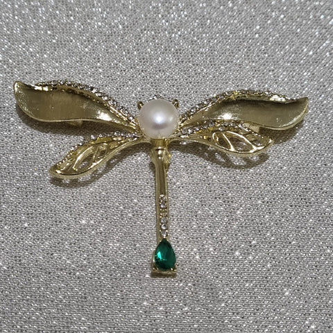 PL0001 - Dragonfly Brooch - Pearl