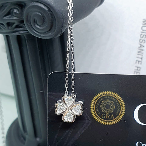 N0003 - Moissanite Four Leaf Clover Pendant