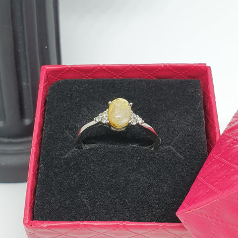 R0005 - Golden Rutilated Quartz Ring