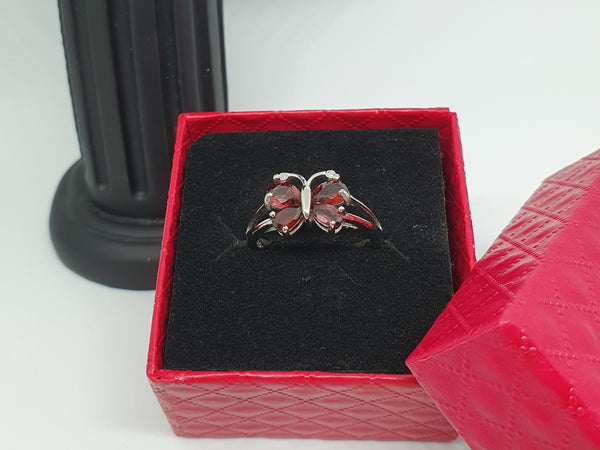 R0008 - Red Garnet Butterfly Ring