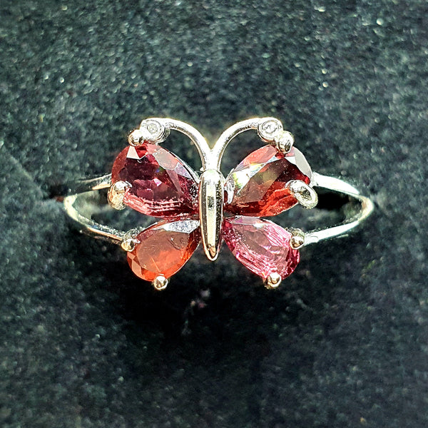 R0008 - Red Garnet Butterfly Ring