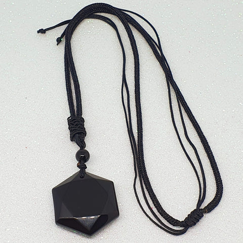 N0006 Black Obsidian Star of David Pendant