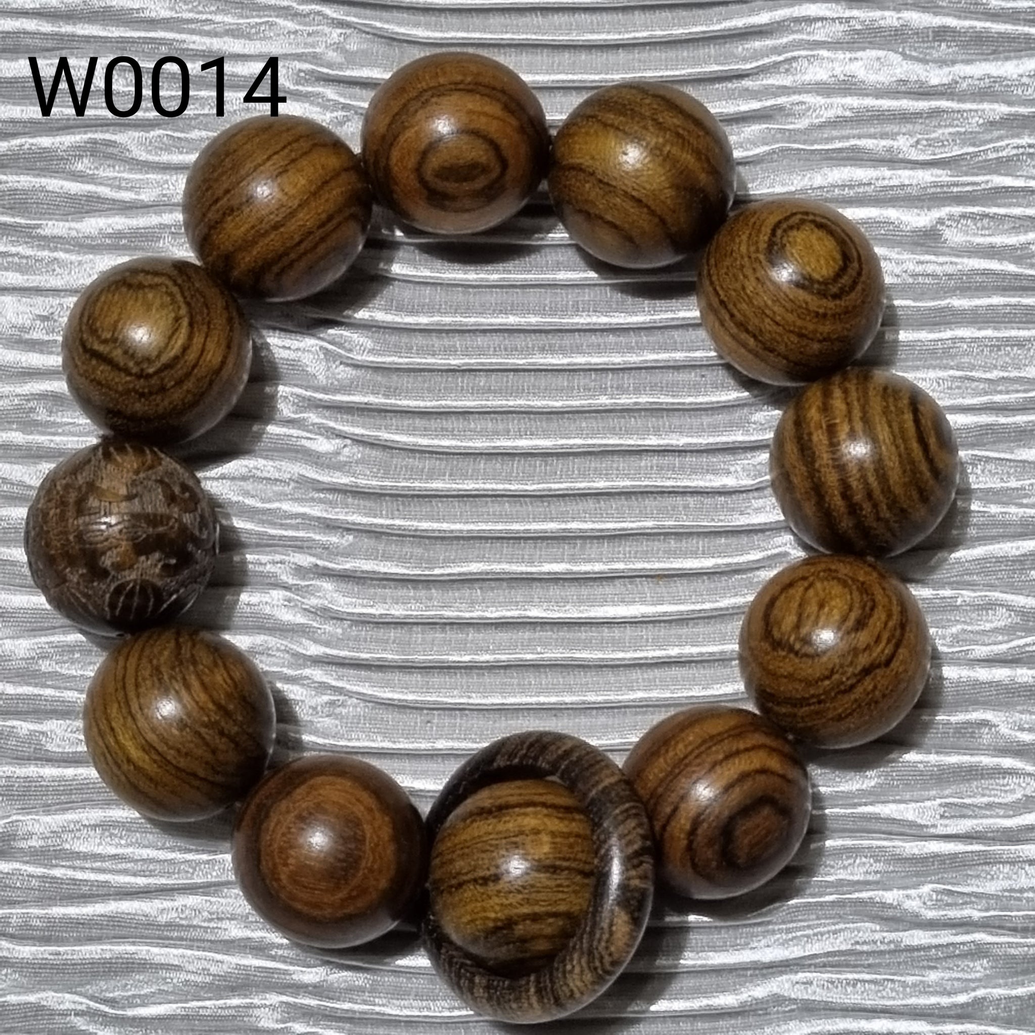 W0014 - Sandalwood  Beads Bracelet (虎皮檀木) 19.5mm