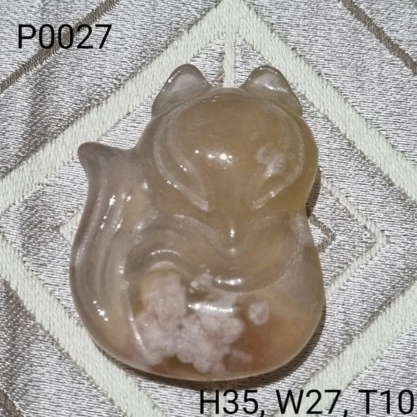 P0026 - P0029 - Sakura Agate Fox Pendant