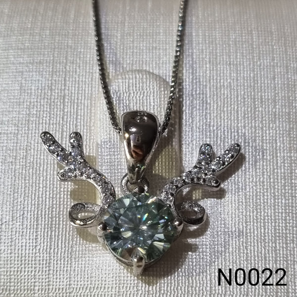 N0022 Moissanite Deer Pendant with Necklace