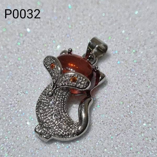 P0032 - Orange Garnet Foxy Pendant