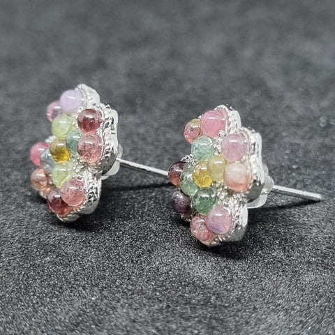 E0019 - Tourmaline Ear Studs - Four-leave Clover