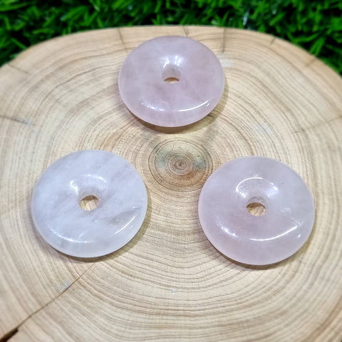 P0086 - Rose Quartz Donuts  Random - 24.8mm