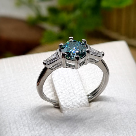 R0150 - Blue Moissanite Ring - 1.0ct