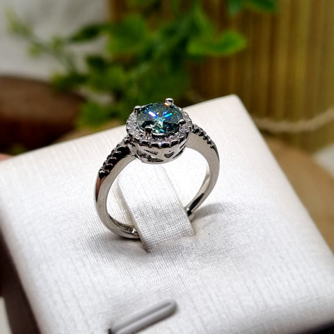 R0151 - Blue Moissanite Ring - 1.0ct