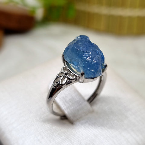 R0158 - Raw-form Aquamarine Ring