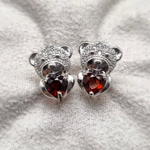 E0054 - Red Garnet Bear Ear Studs