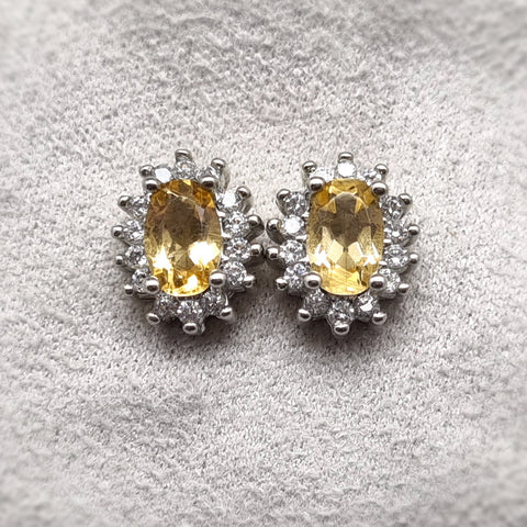 E0065 - Citrine Oval Ear Studs