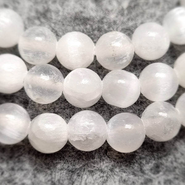 B0246 - Selenite 3-rounds Bracelet - 6mm