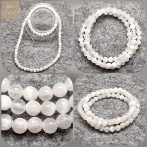 B0246 - Selenite 3-rounds Bracelet - 6mm