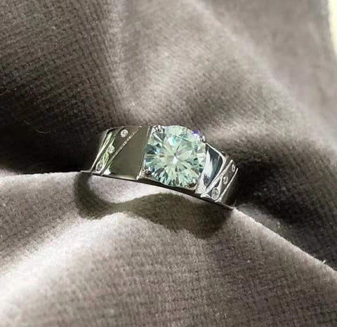 R0035 - Green Moissanite Ring (Men) - 2.0ct